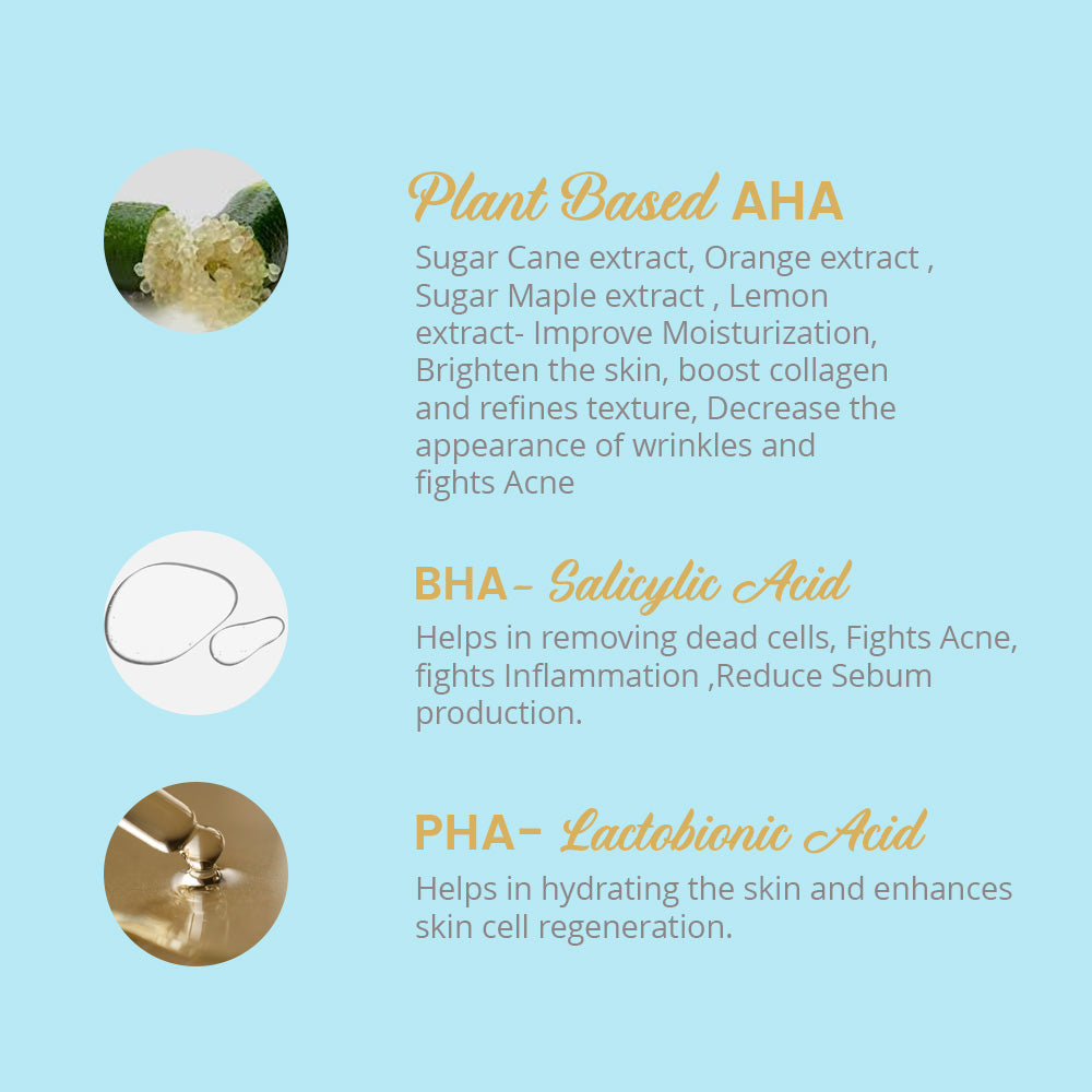 Plant Based AHA , BHA , PHA Gentle Exfoliating Daily Foaming Face Clea